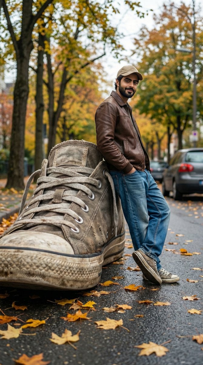 Giant Worn Sneaker Forced-Perspective Photo