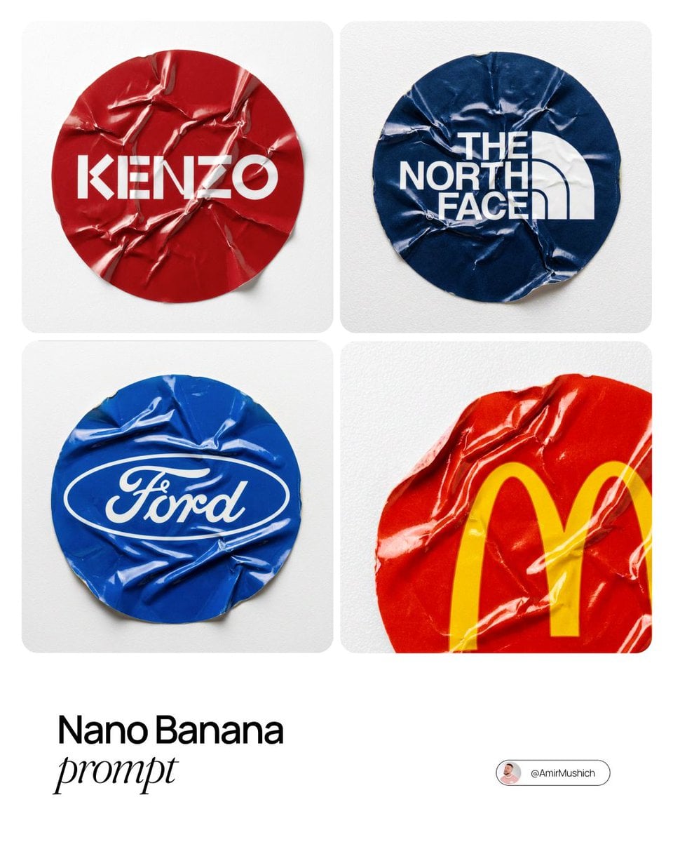 Crumpled Vinyl Logo Sticker Macro Flat Lay