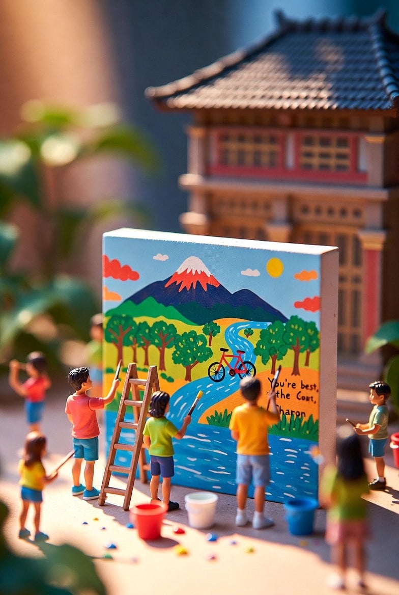 Miniature Diorama of Youth Figurines Painting an Eco Mural(3)