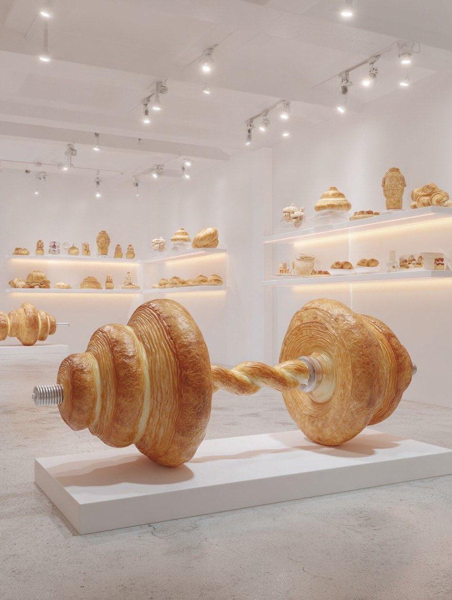 Croissant Sports Sculpture in a White Art Gallery (2)