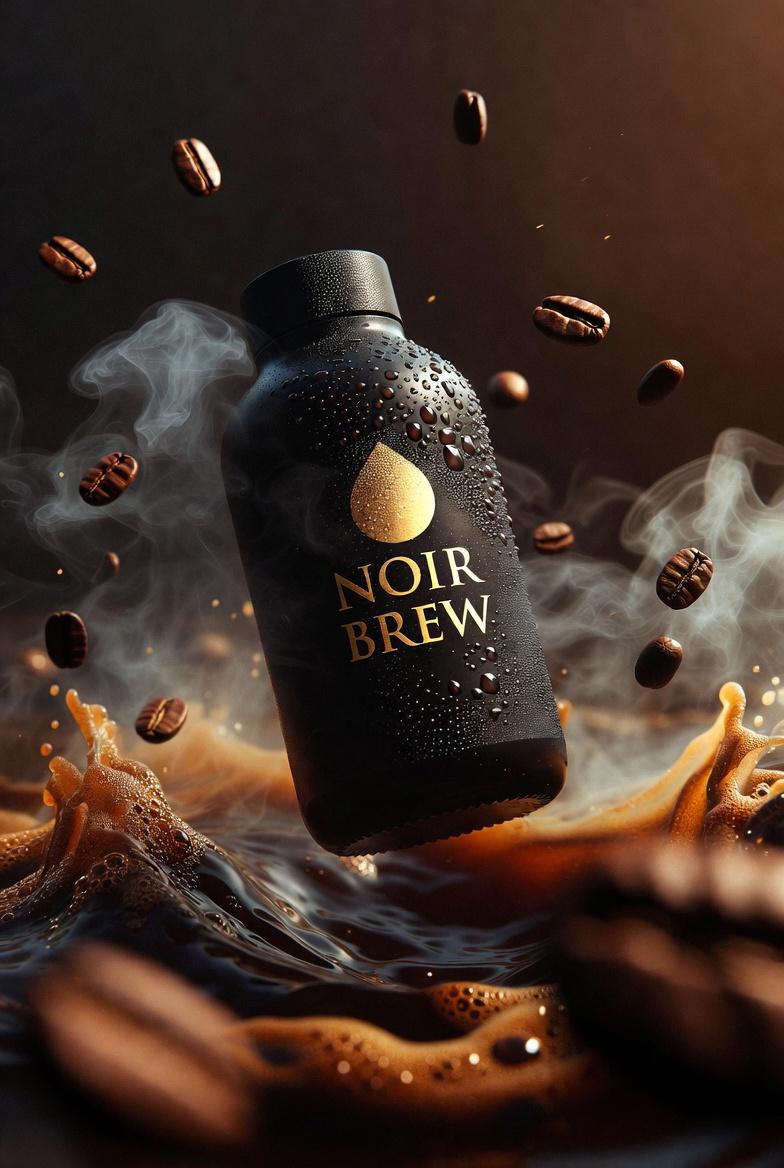 NOIR BREW Matte Black Coffee Bottle Product Shot