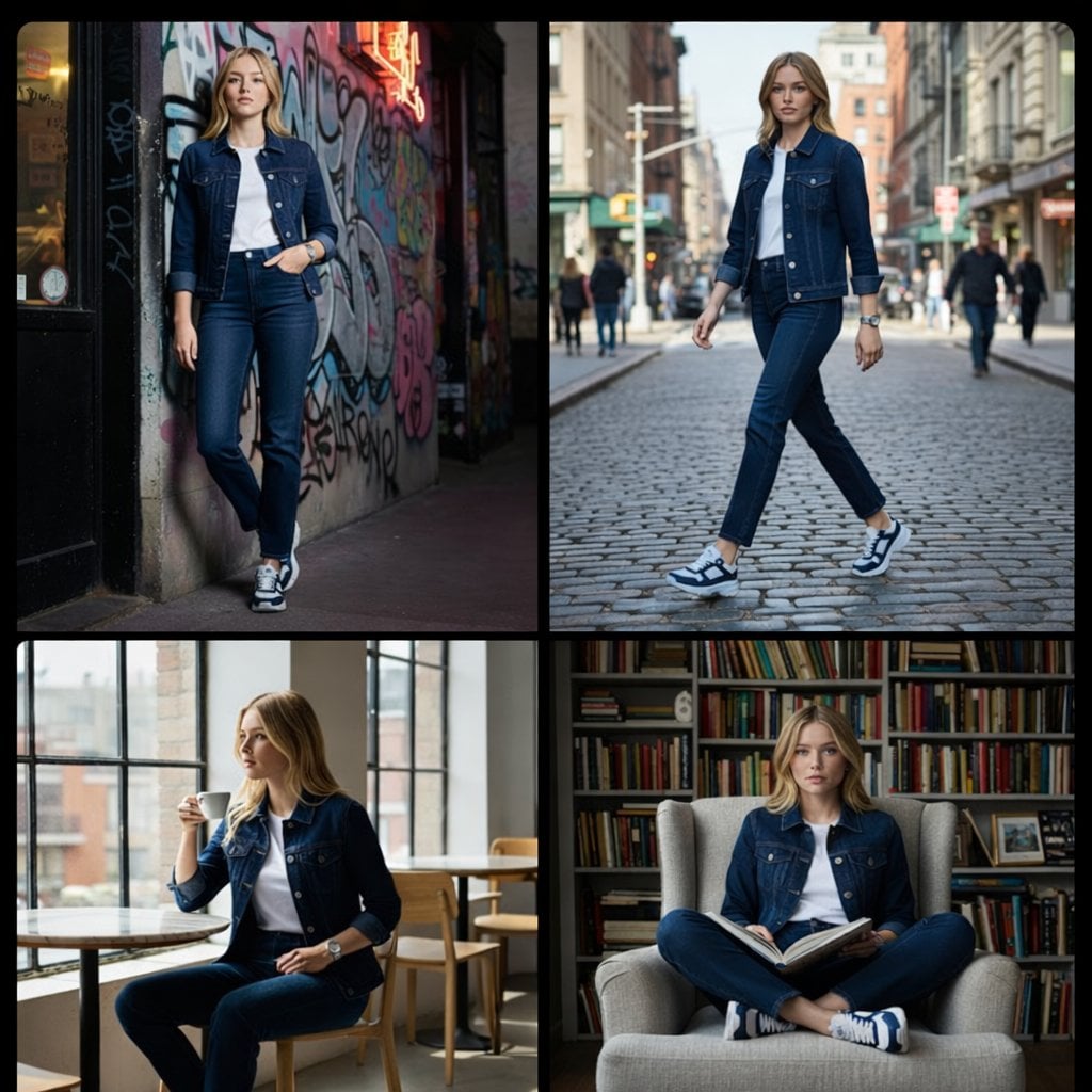Navy Denim Fashion Editorial Photoshoot