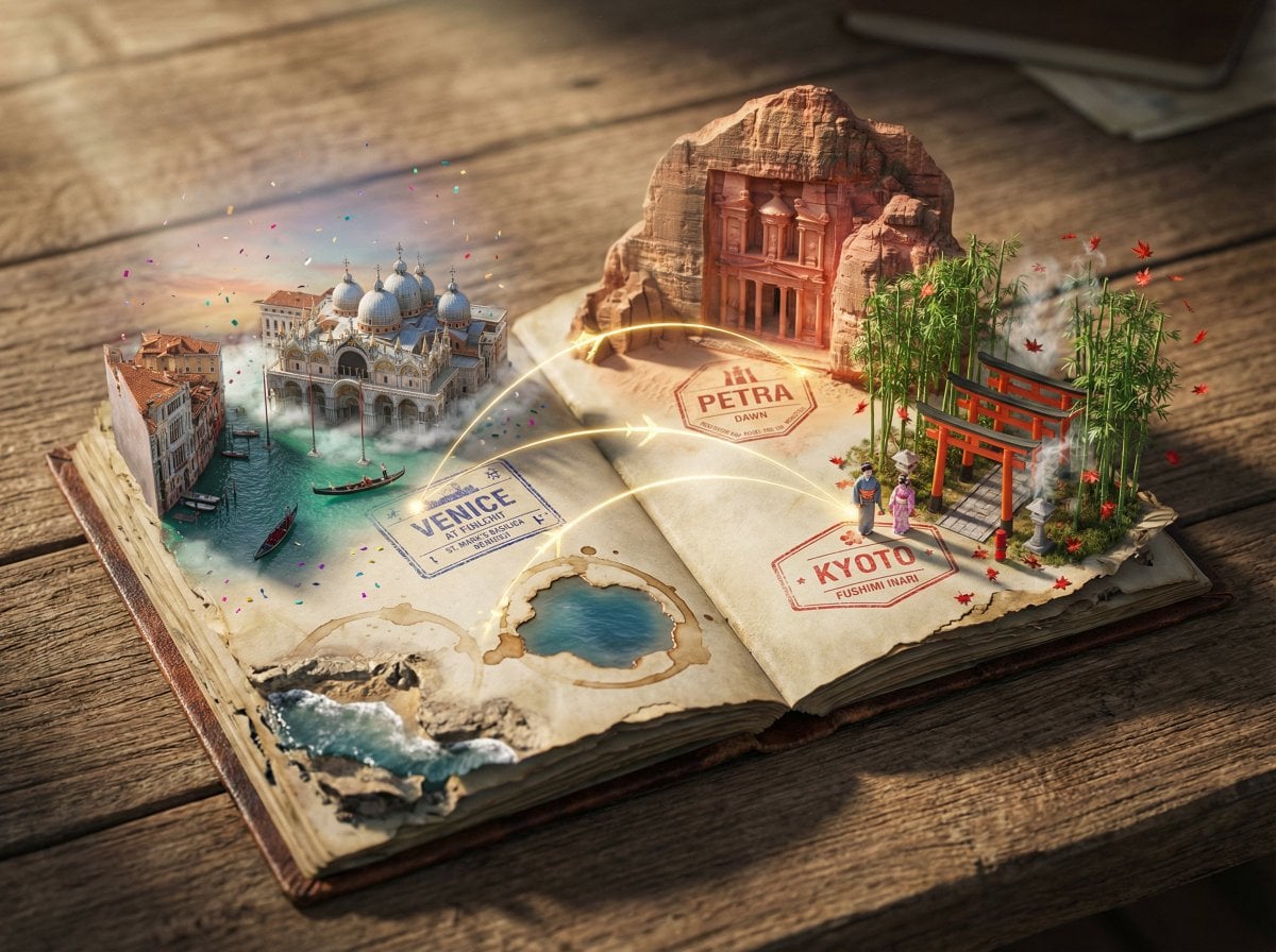 Passport Stamp Portal 3D Travel Scene(2)