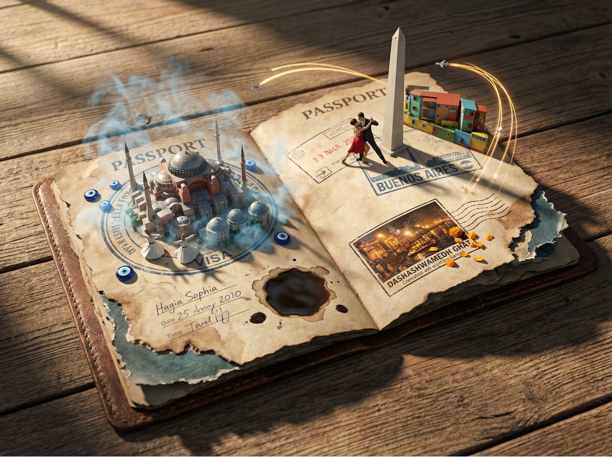 Passport Stamp Portal 3D Travel Scene(3)