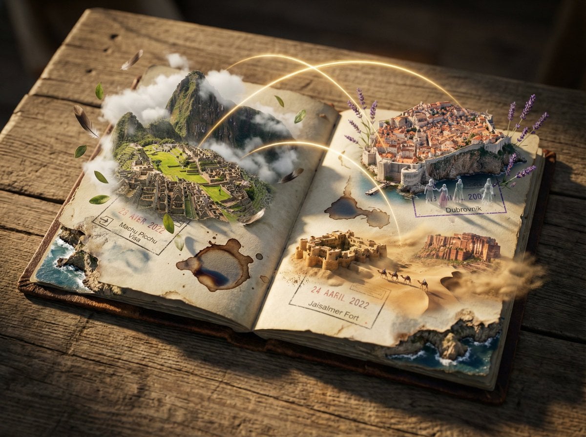 Passport Stamp Portal 3D Travel Scene(4)