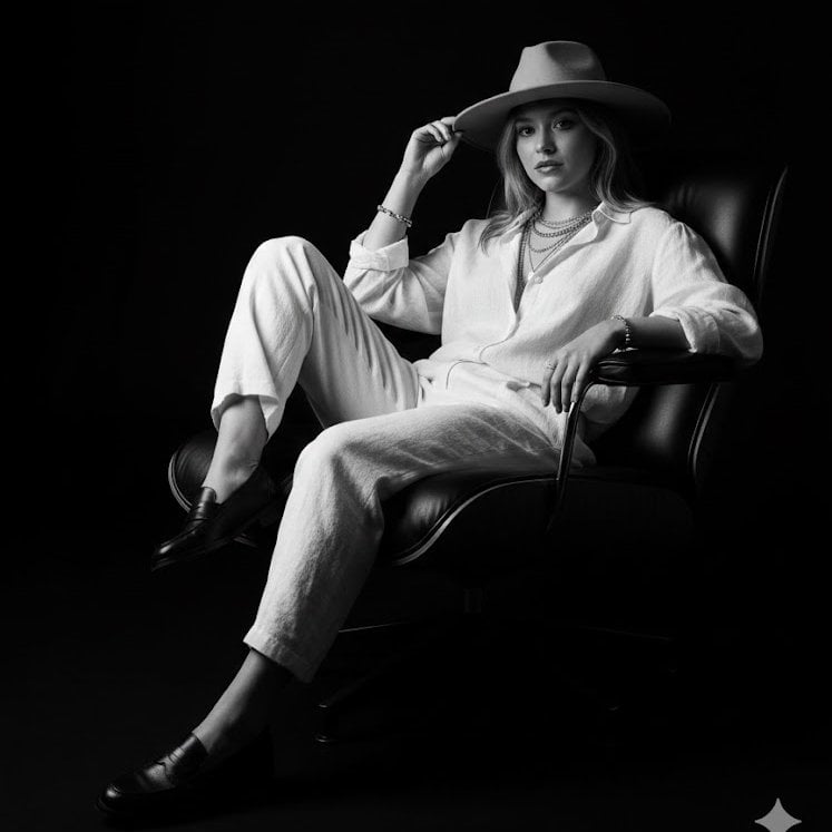 Black and White Fedora Studio Portrait