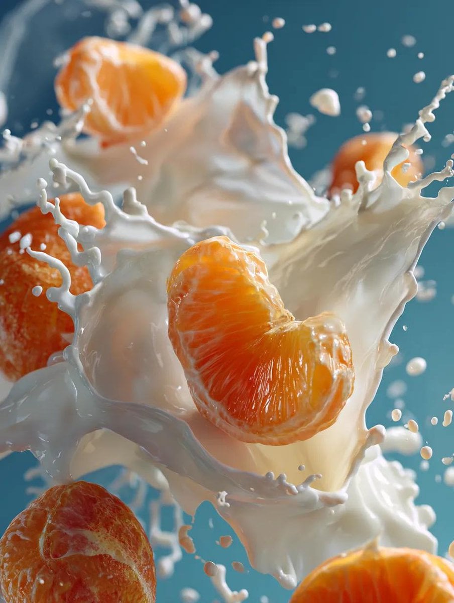 Orange Slices Falling Into Milk Splash (4)