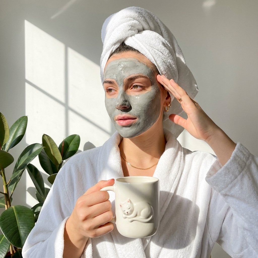 Clay Mask Self-Care Portrait by the Window