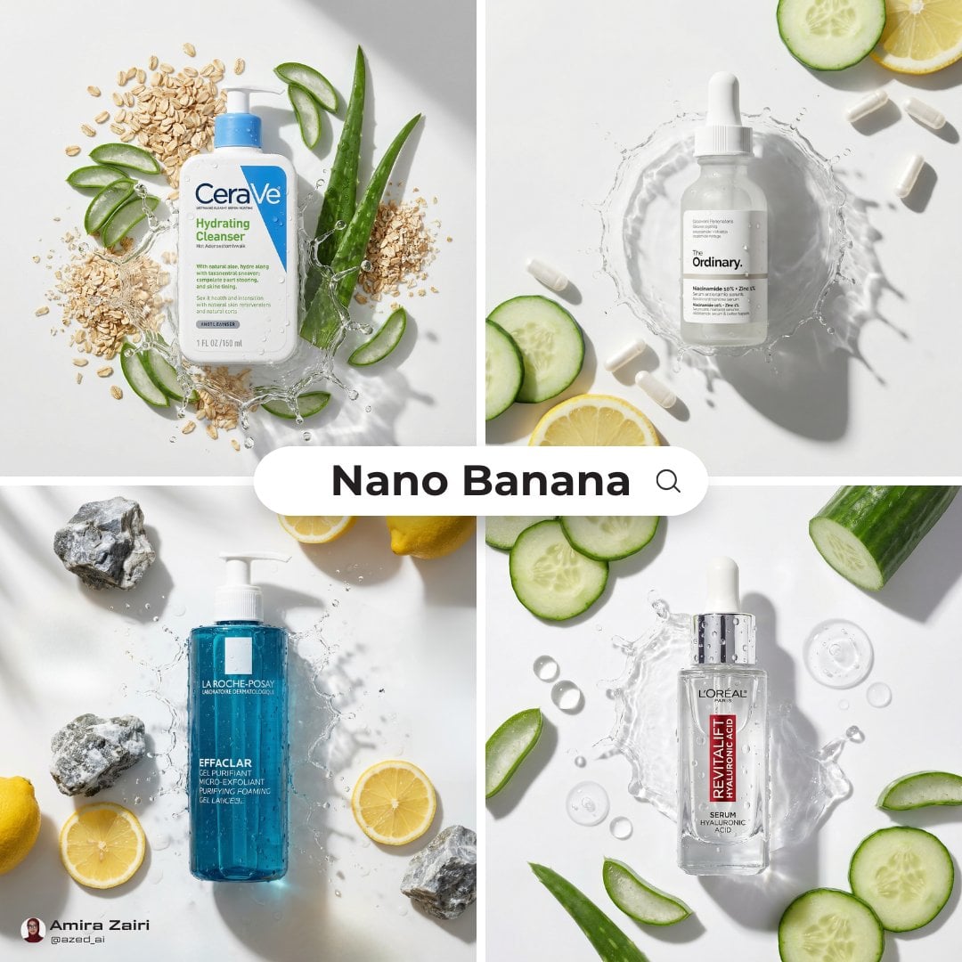Glossy Skincare Flat Lay With Frozen Water Splash