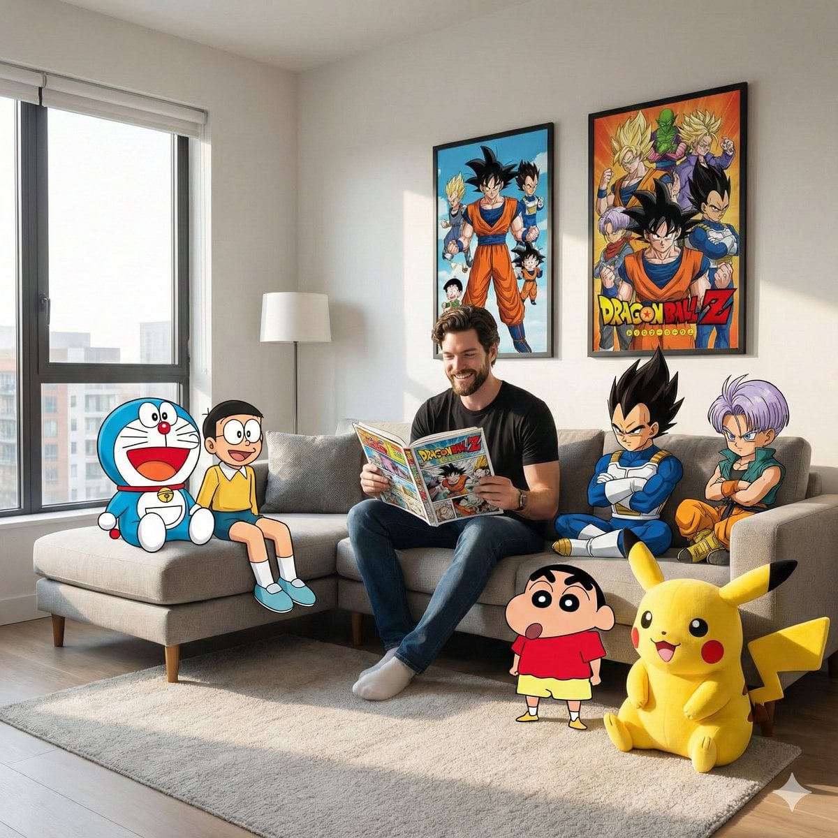 Surreal Anime Crossover Living Room Scene(2)