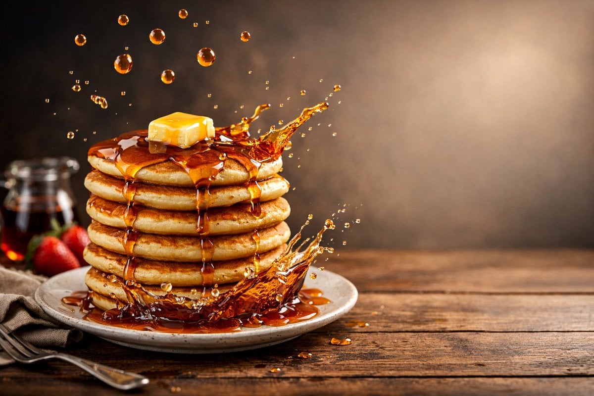 Dramatic Pancake Stack with Floating Maple Syrup(2)