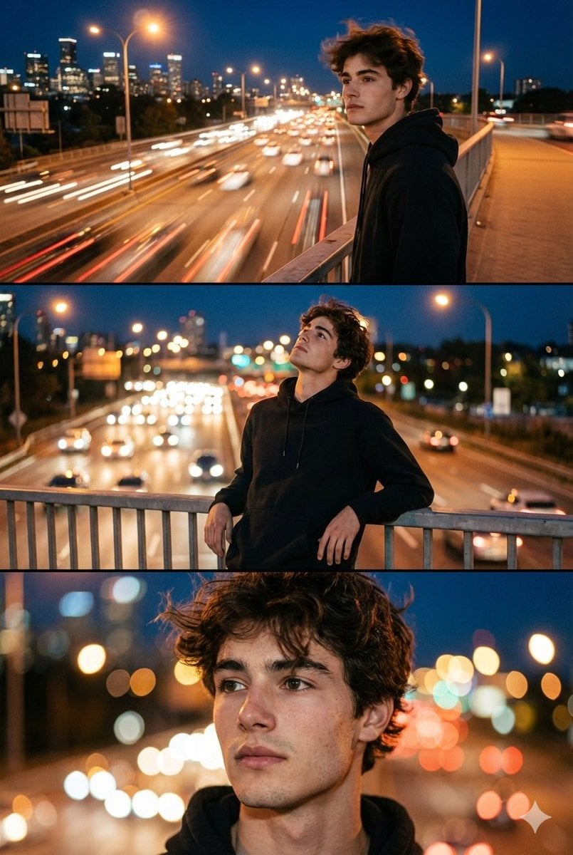 Night City Triptych Portrait