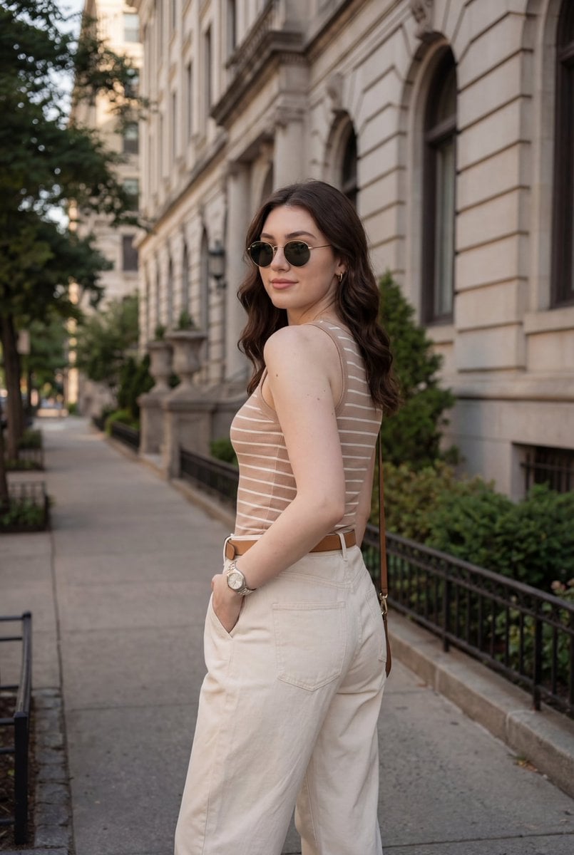 Warm Beige Outdoor Street Fashion Portrait(2)