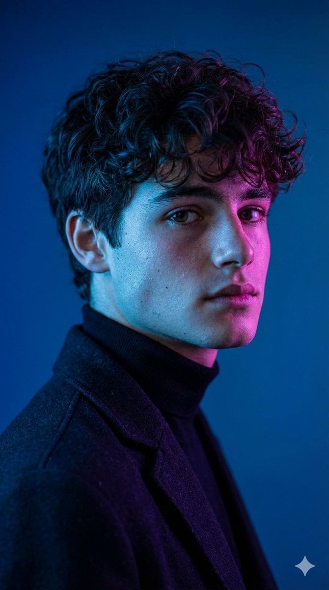 Cinematic Portrait with Blue and Magenta Light