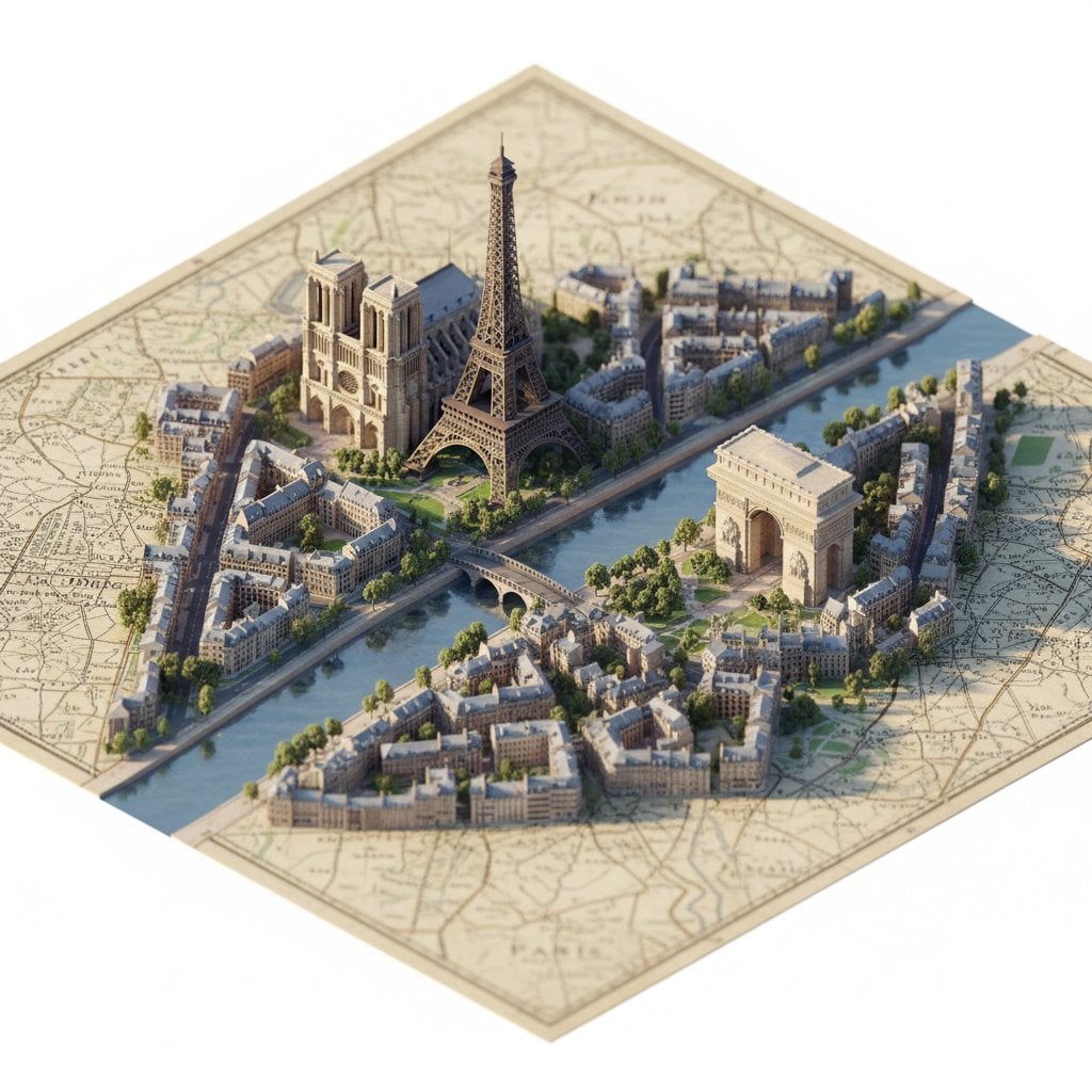 Miniature Isometric City Map Diorama