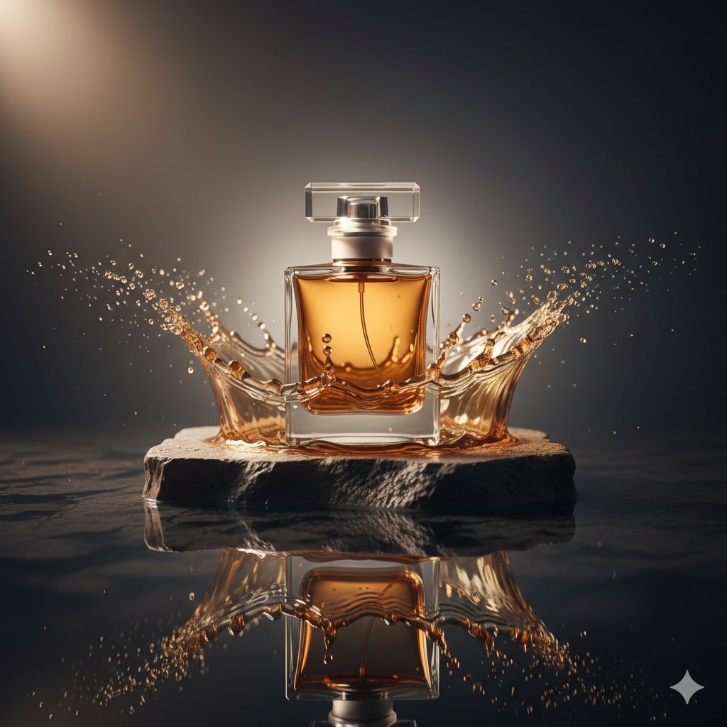 Luxury Perfume Product Shots in Forest and Water Scenes(3)