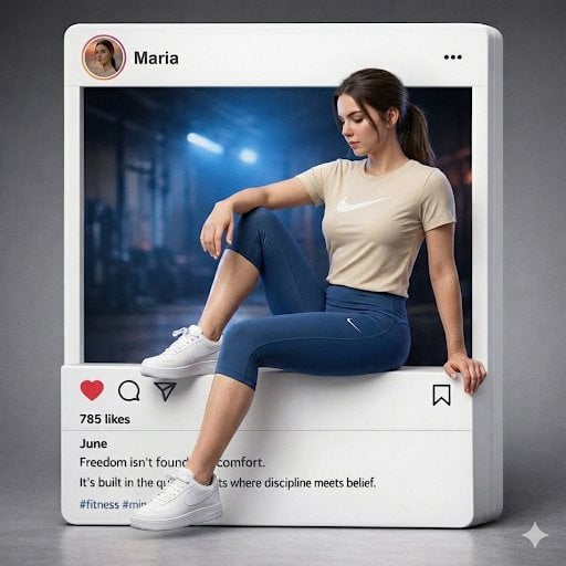 Athletic Woman in 3D Social Media Frame Portrait(2)