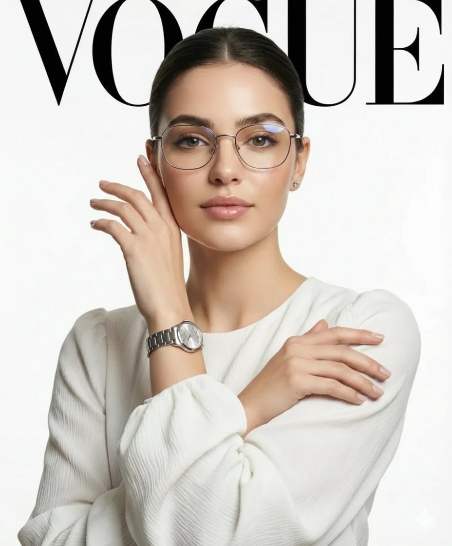 Vogue Fashion Editorial Portrait with Silver Watch
