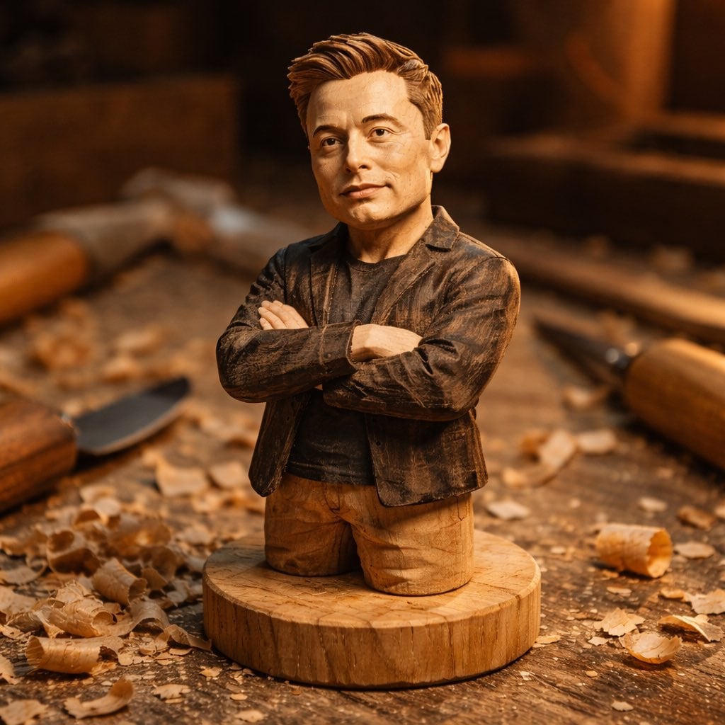 Hand-Carved Wooden Miniature Figure(2)