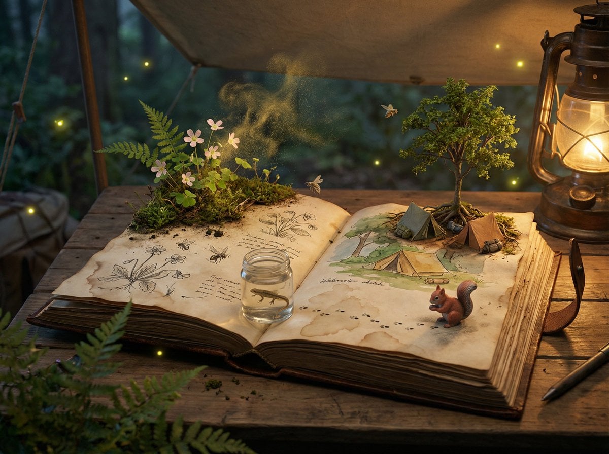 Weathered Field Journal Ecosystem 3D Scene