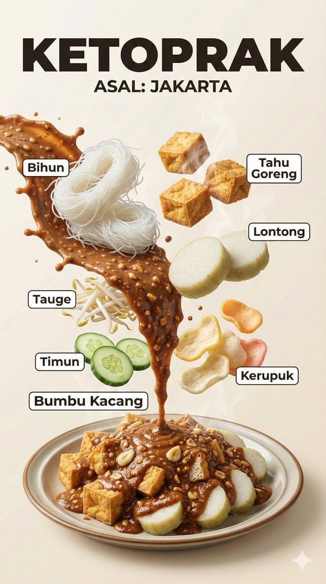 Indonesian Food Poster with Floating Ingredients