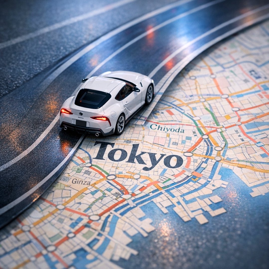 Miniature Car on a Paper Map Landscape(2)