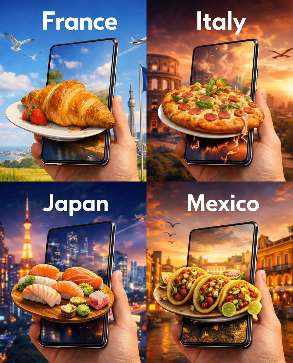 Tourism Food Portal Smartphone Collage