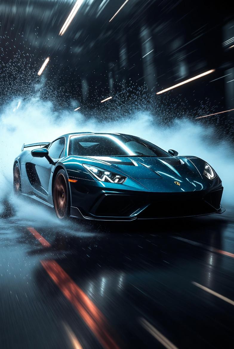 Luxury Sports Car Rain-Mist Product Photo