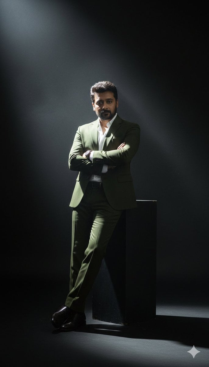 Olive Suit Full-Body Studio Portrait(2)