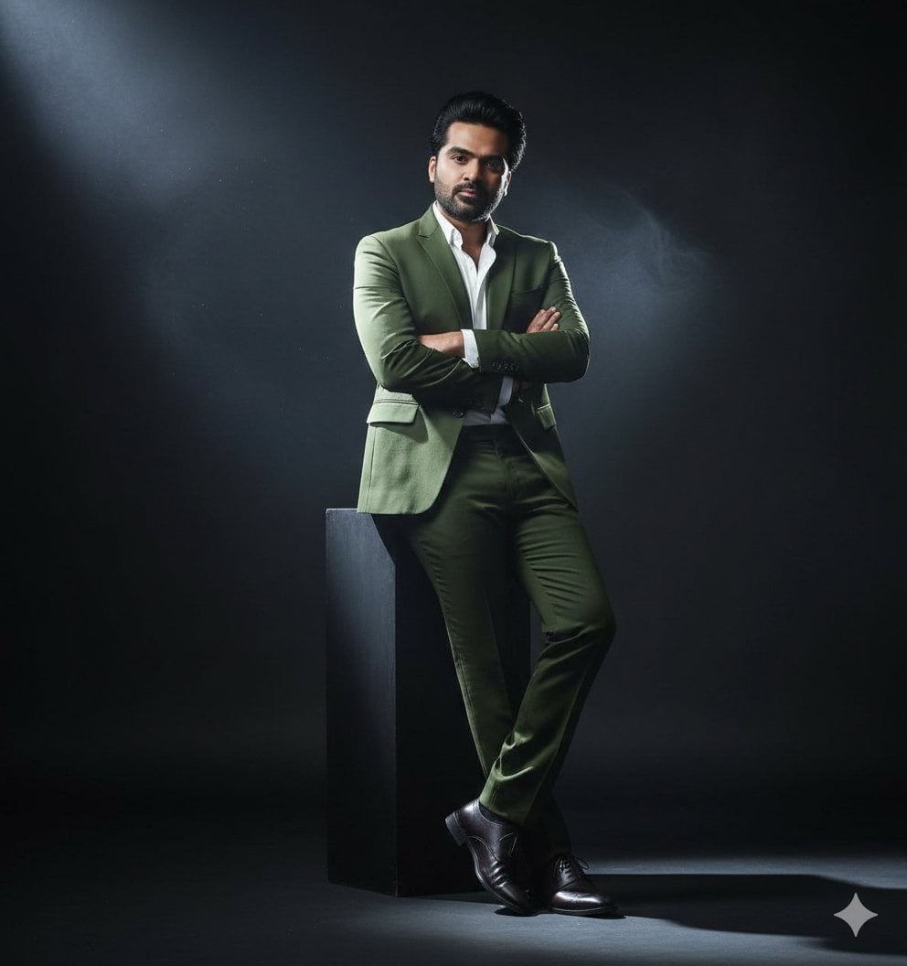 Olive Suit Full-Body Studio Portrait(3)
