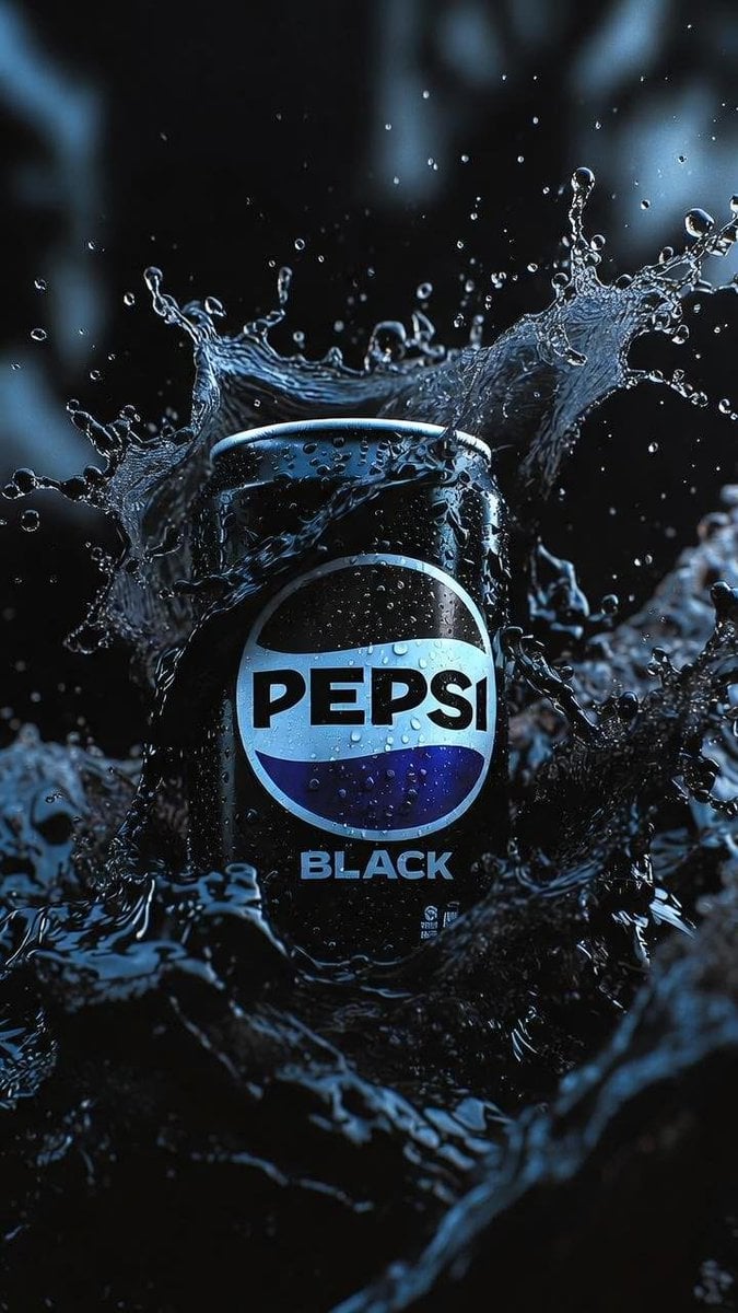 Ice-Cold Pepsi Black Can Cola Splash Product Shot(2)