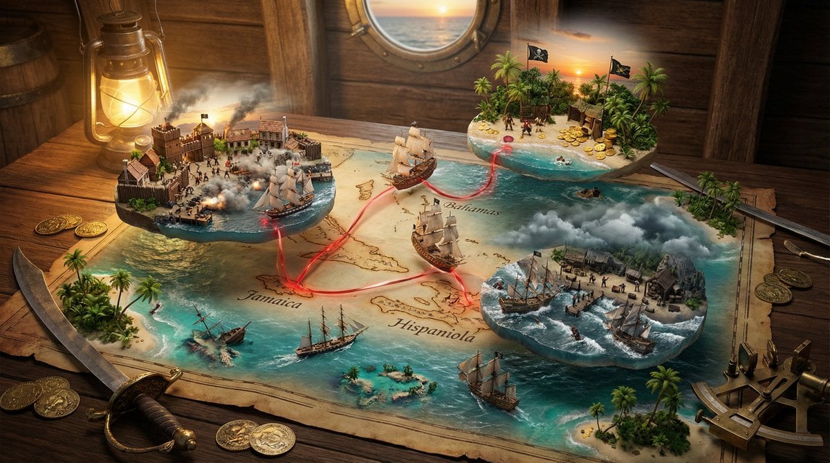 Weathered Map with Miniature City Worlds(3)