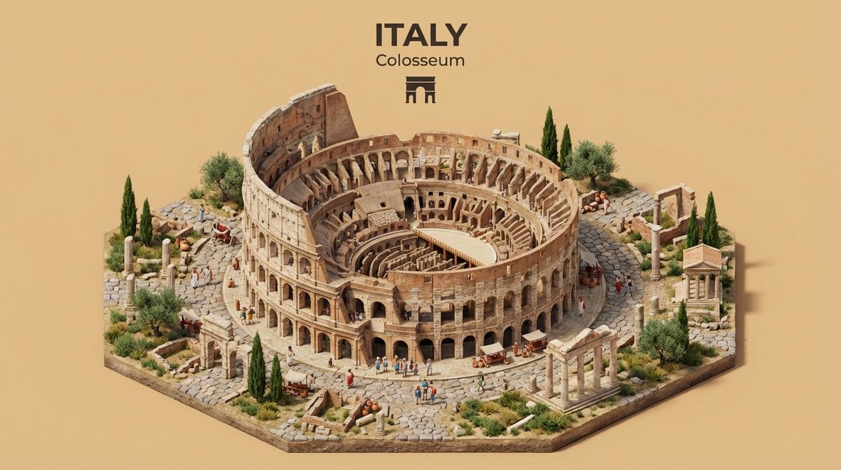 Isometric Landmark Architecture Diorama