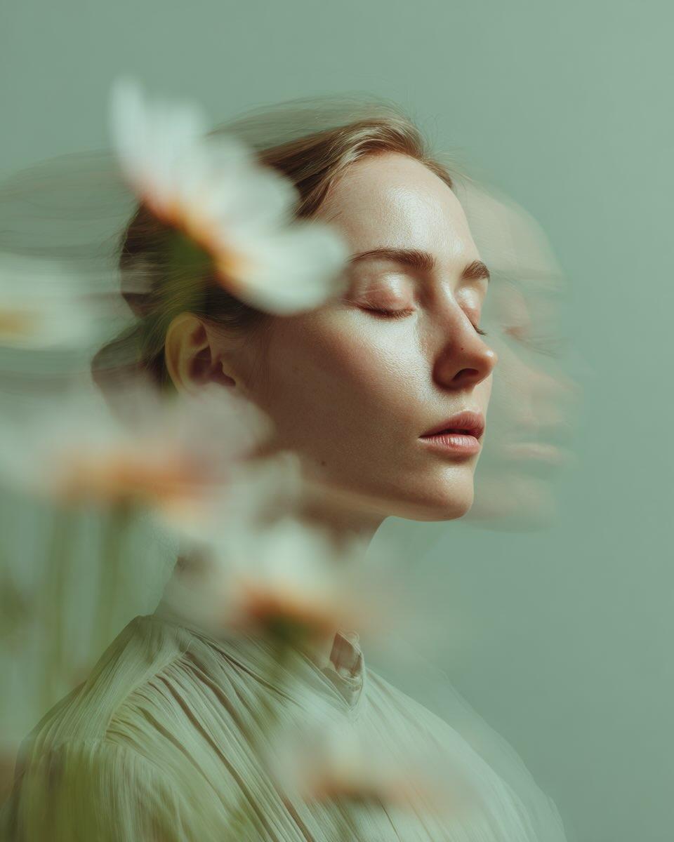 Young Woman Fine-Art Portrait with Floral Motion Blur(2)
