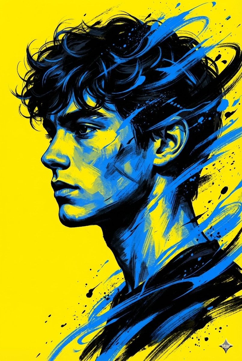 High-Contrast Young Man Side Profile Portrait