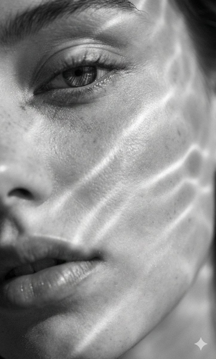 Black and White Macro Portrait with Luminous Wave Light(2)