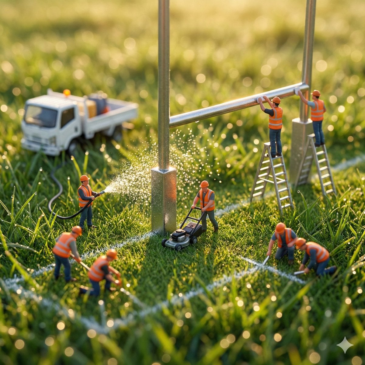 Miniature Rugby Goal Maintenance Diorama
