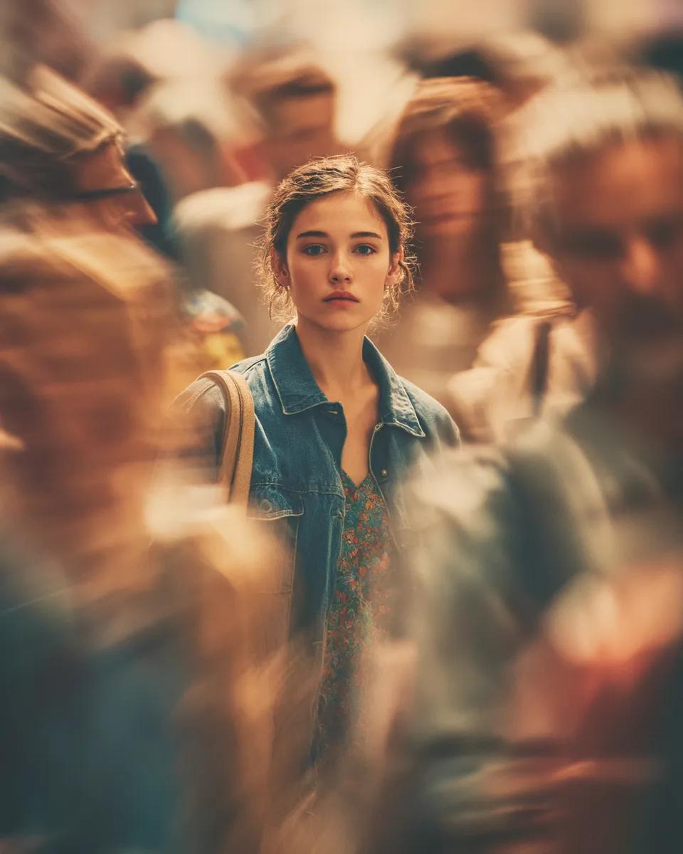 Cinematic Crowd Portrait with Motion Blur