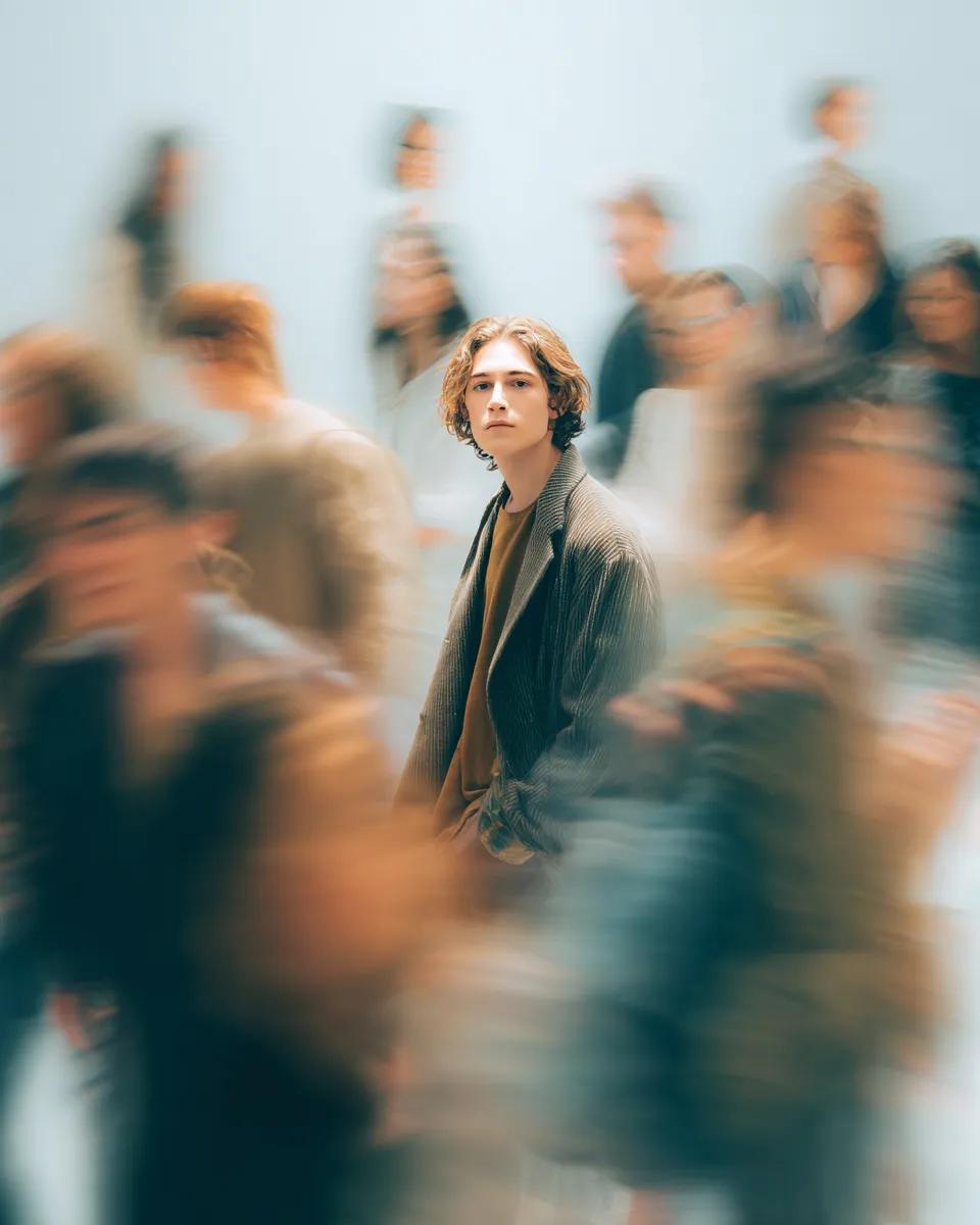 Cinematic Crowd Portrait with Motion Blur(2)