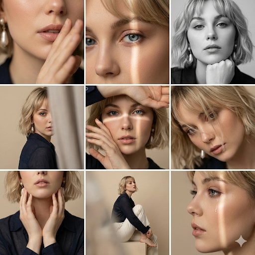 Introspective Editorial 3x3 Portrait Grid
