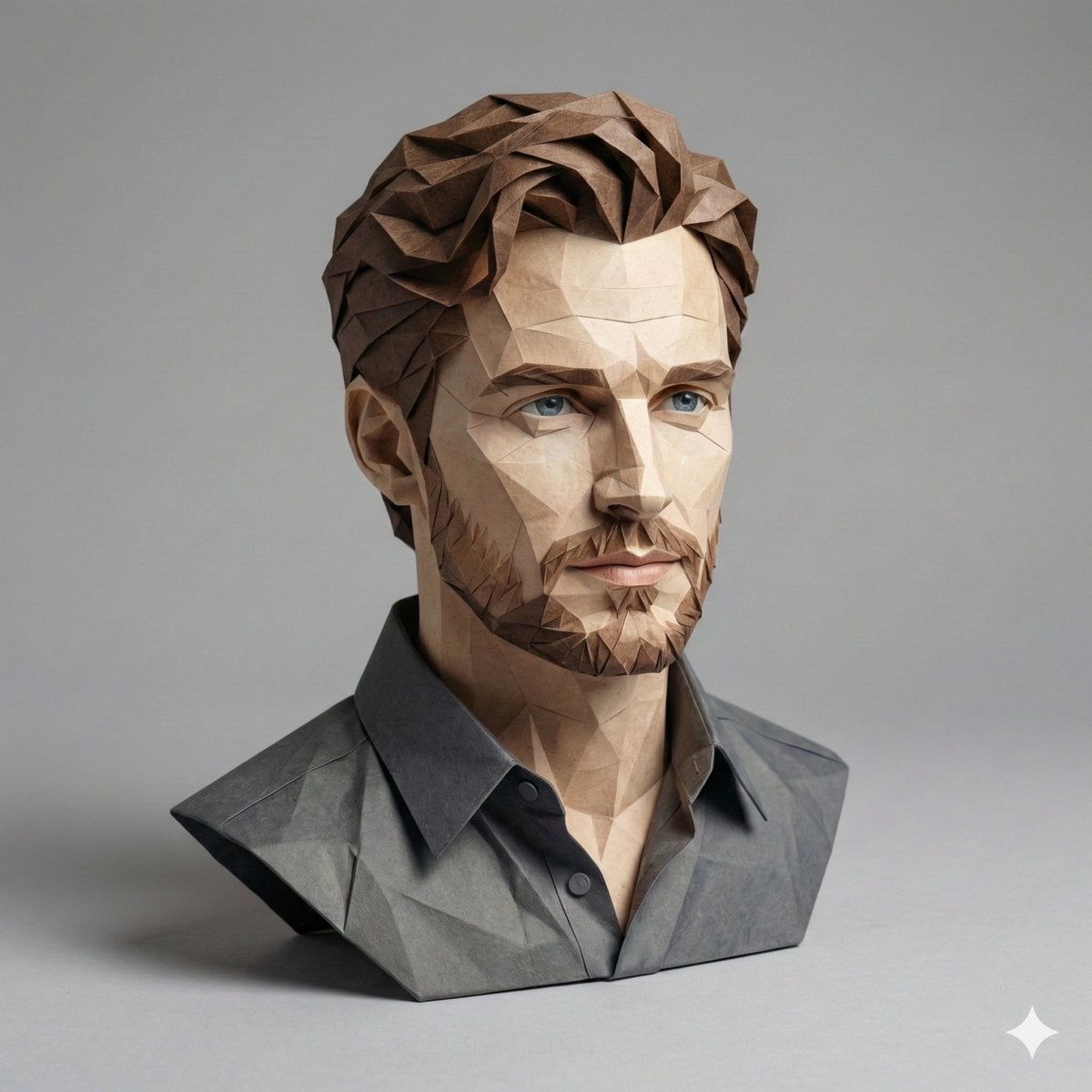 Origami Paper Person Portrait on Studio Surface(2)