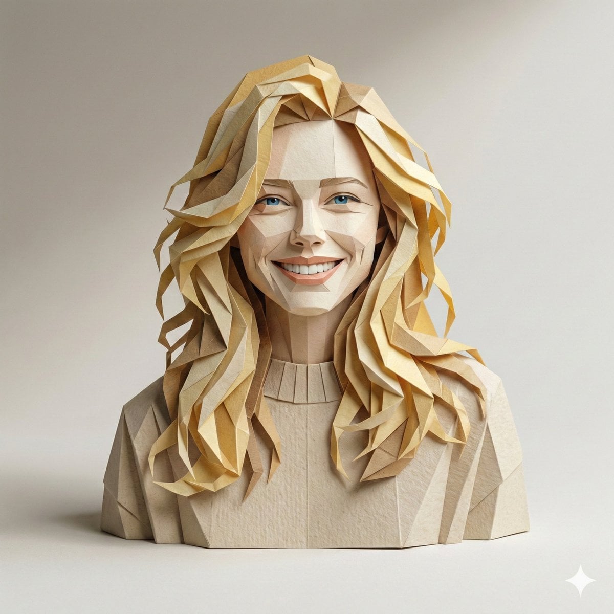 Origami Paper Person Portrait on Studio Surface(3)