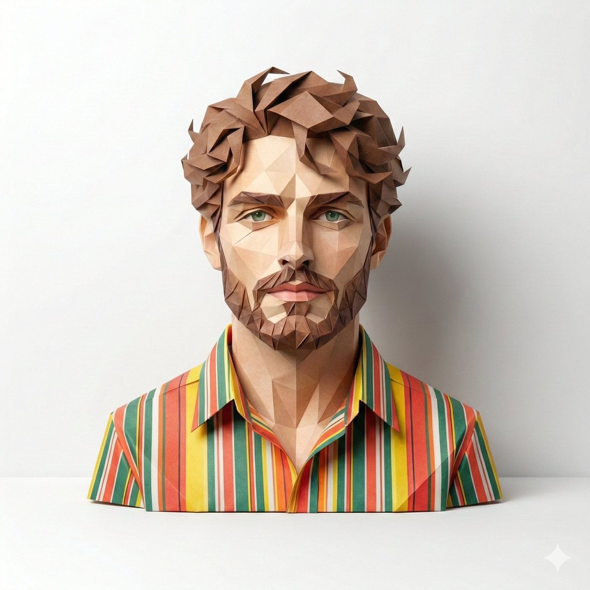 Origami Paper Person Portrait on Studio Surface(4)
