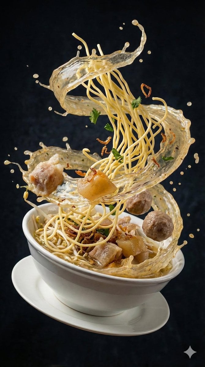 Rich Asian Soup Splash with Flying Ingredients(3)