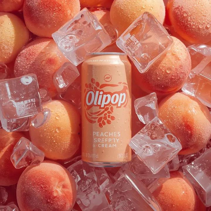 OLIPOP Peaches & Cream Soda Can Product Photo