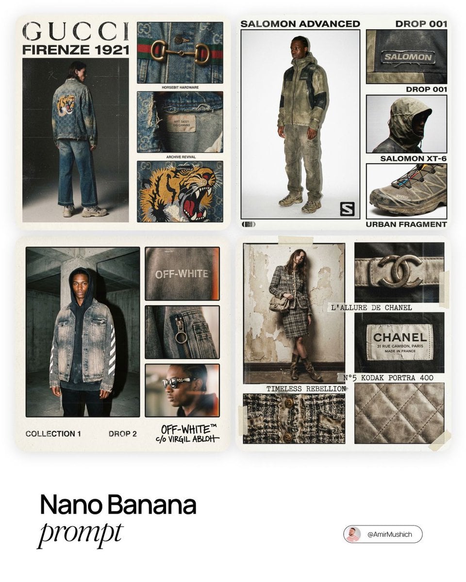 Fashion Lookbook Collage with Distressed Brand Typography