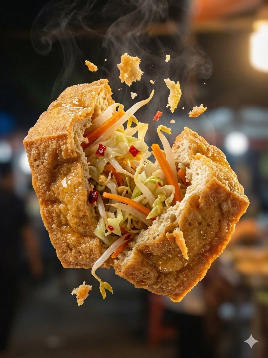 Crispy Fried Snack Breaking Apart Mid-Air(4)