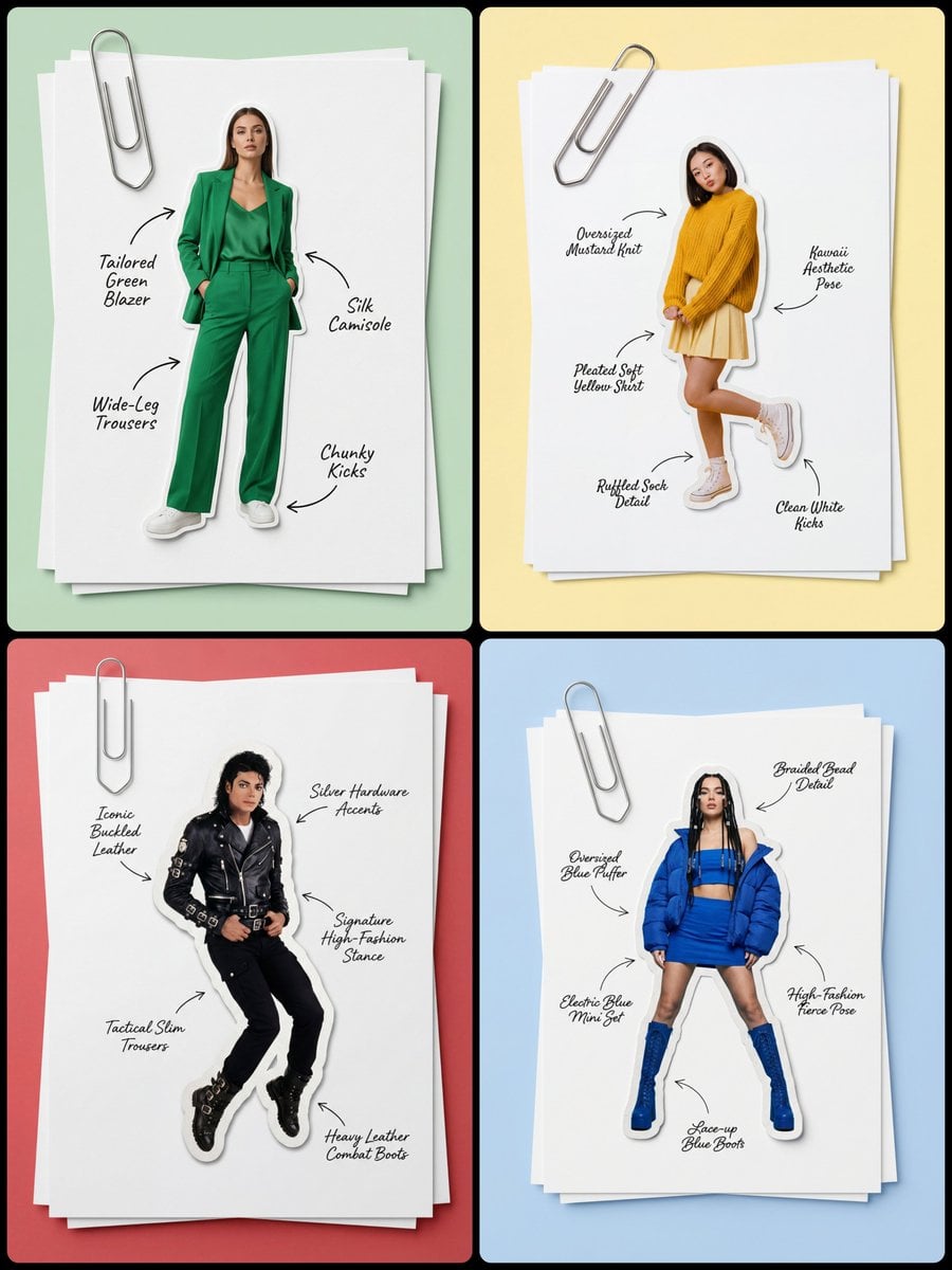 Annotated Fashion Sticker Scrapbook Flat Lay
