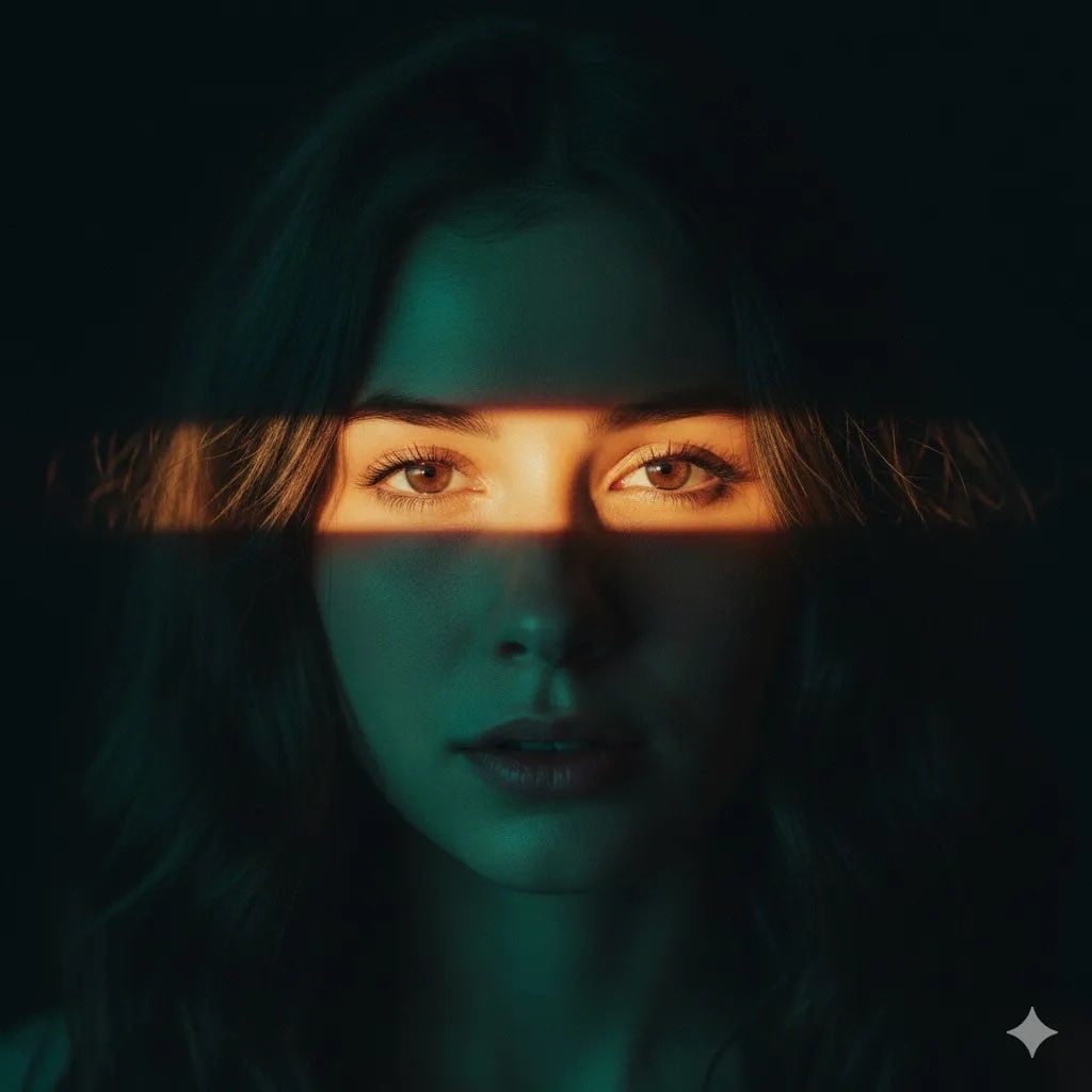 Cinematic Portrait with Golden Light Across Eyes(2)