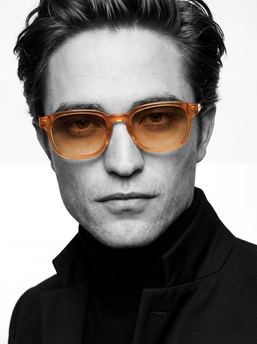 Black and White Editorial Portrait with Amber Glasses(4)